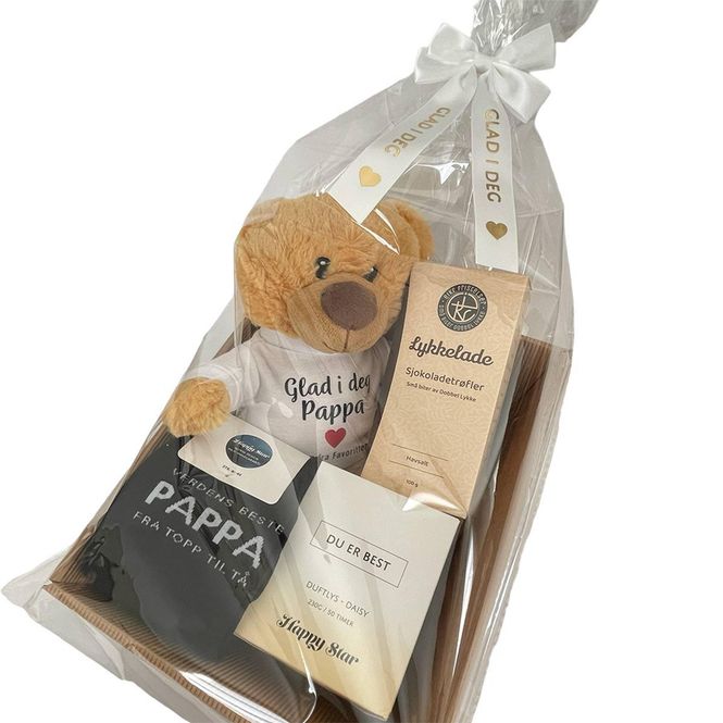 Hovedbilde Gavekurv pappa med personlig bamse - skriv din ...