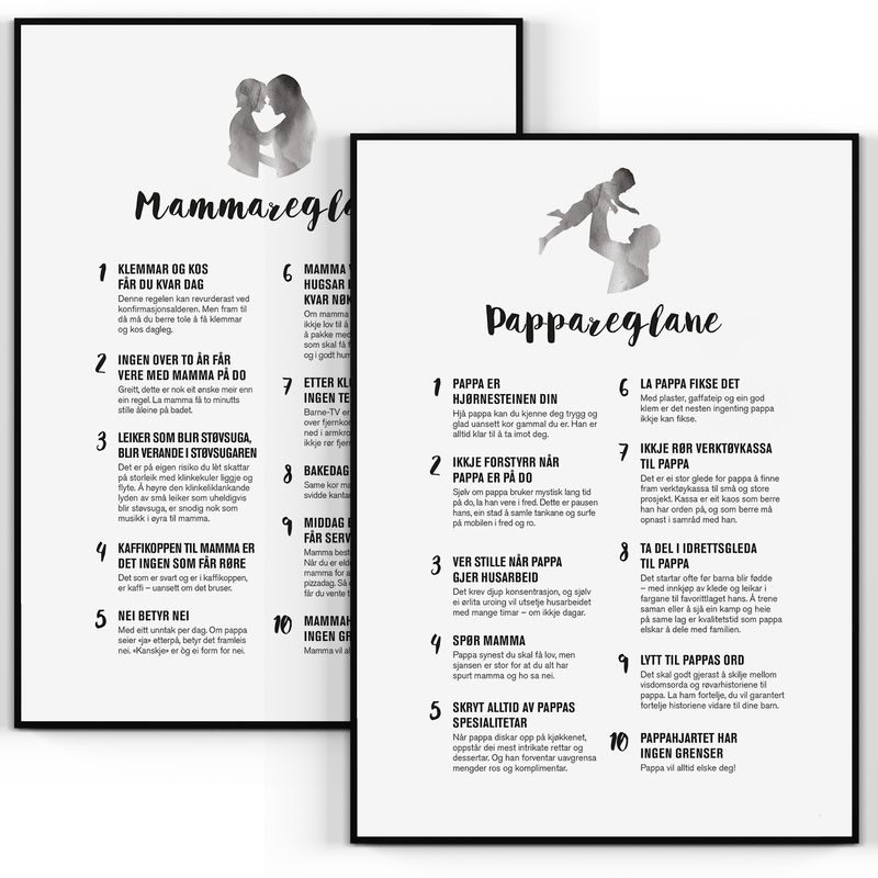PAKKEPRIS Nynorsk Mamma- og Pappareglene
