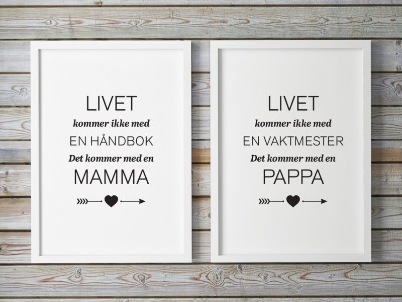 PAKKEPRIS Mamma Håndbok og Pappa Vaktmester plakatene
