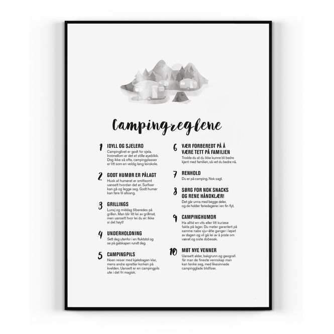 Hovedbilde Plakat: Campingreglene A4