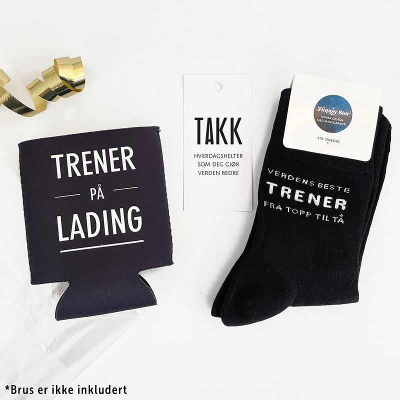 Sett til fotballtreneren med strømper og bokskjøler
