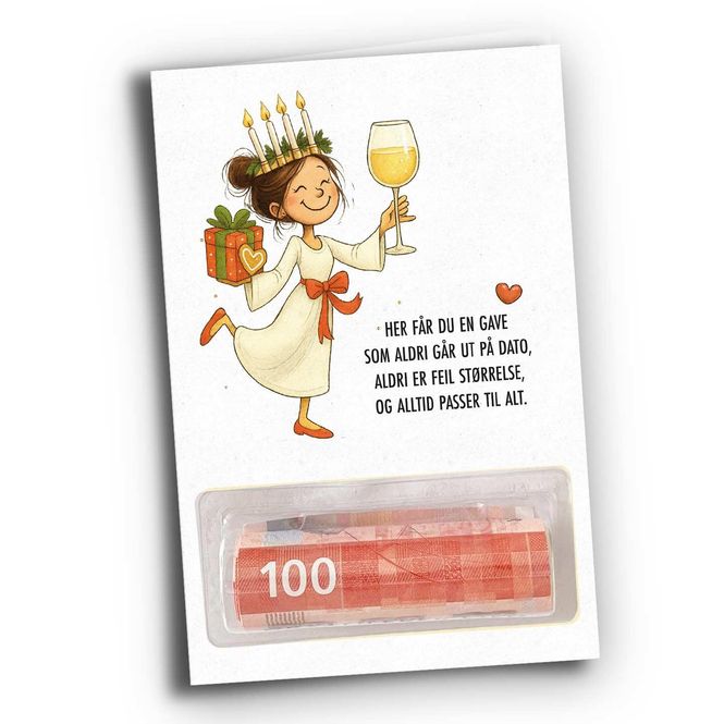 Hovedbilde Luciadamen - julekort med pengeholder