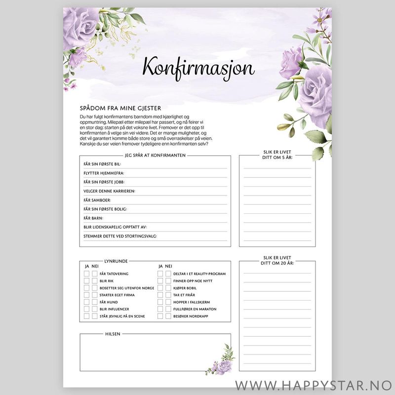 Spådomsark generisk lilla blomster 