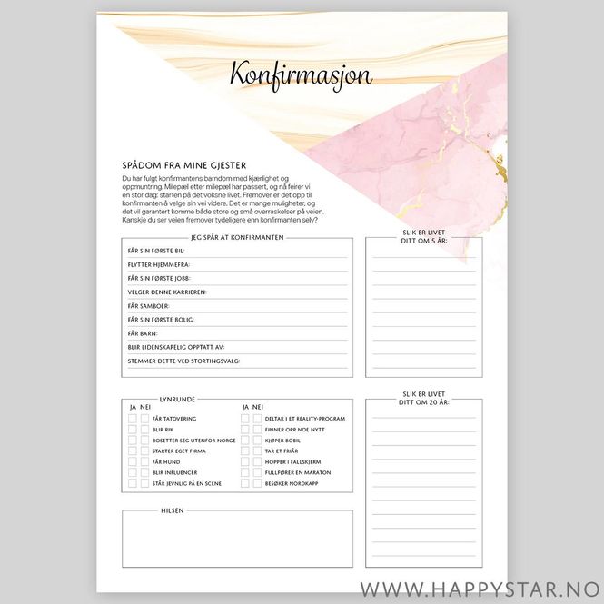 Hovedbilde Spådomsark rosa marble