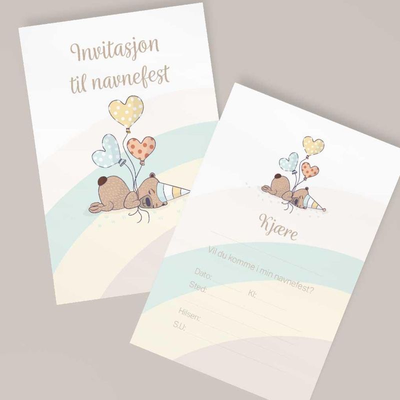 Invitasjon til navnefest (6stk med konvolutt)