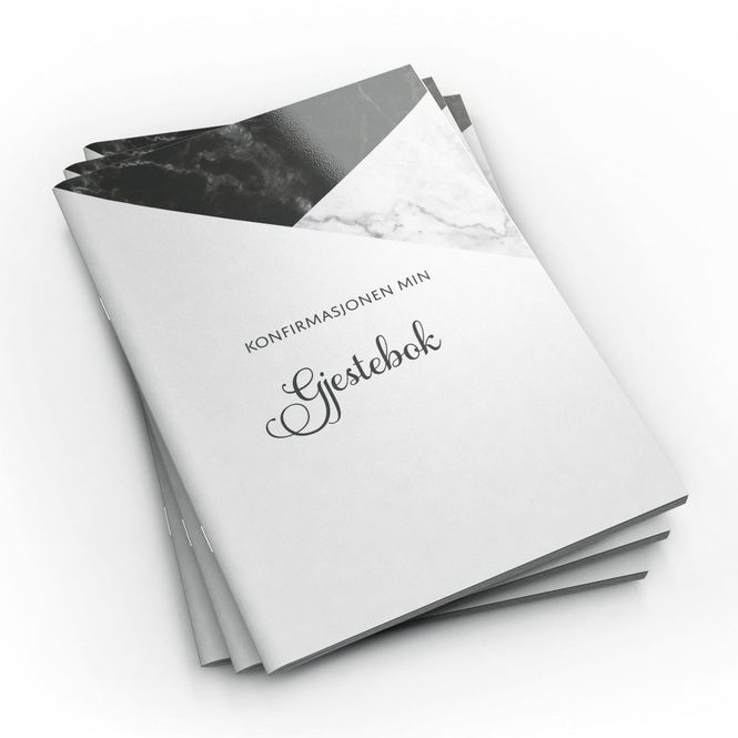 Hovedbilde Gjestebok NYNORSK- Svart marmor med hilsensider