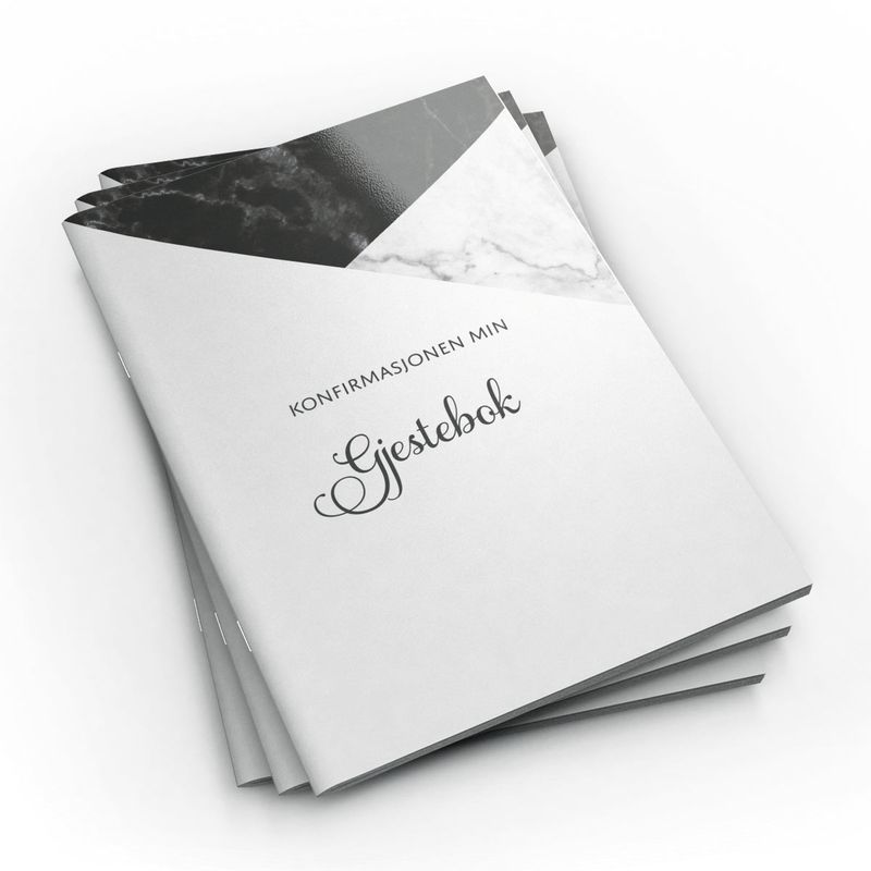 Gjestebok NYNORSK- Svart marmor med hilsensider