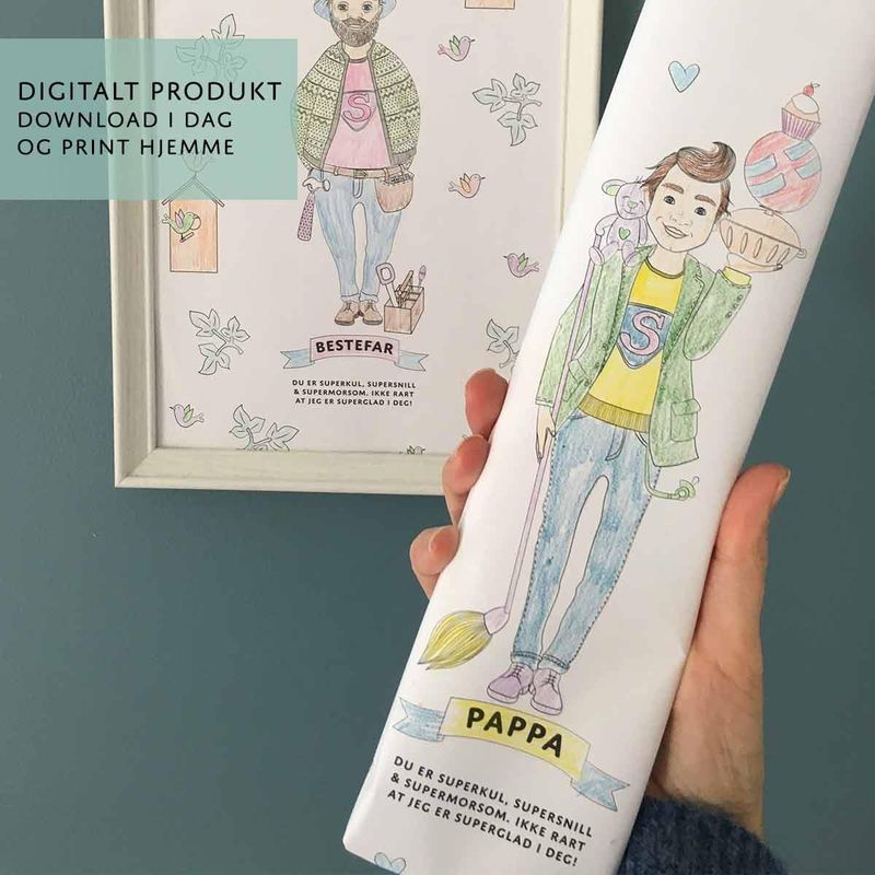 Gavepapir: Min Pappa - Digital PDF