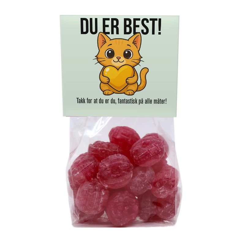 Bringebærdrops - Du er best katt