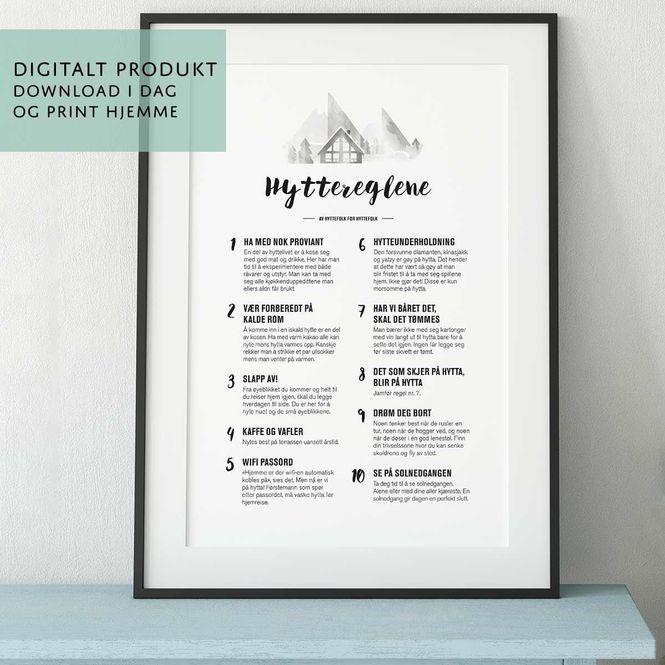 Hovedbilde Plakat: Hyttereglene - Digital PDF