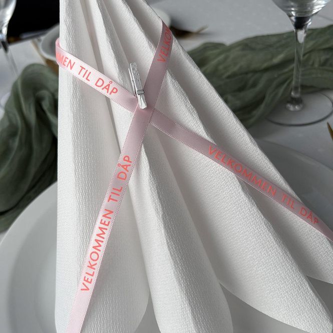 Hovedbilde Pyntebånd: Dåp rosa med rosa tekst 10m