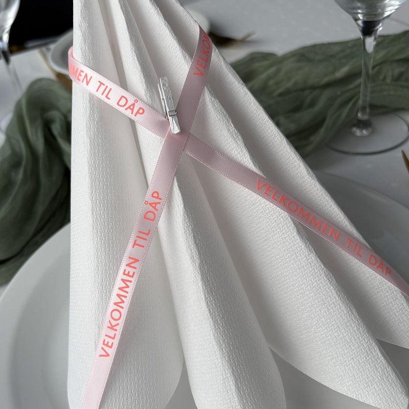 Pyntebånd: Dåp rosa med rosa tekst 10m