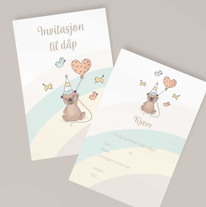 Hovedbilde Invitasjon til dåp (6stk med konvolutt)