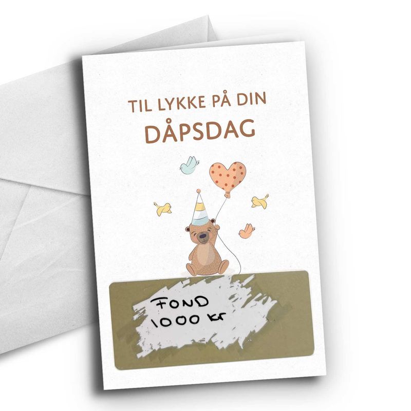 Dåpsdagskort - med skrapefelt